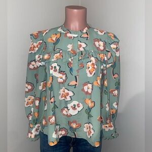 CROSBY by Mollie Burch Floral Print Blouse in Green and Orange